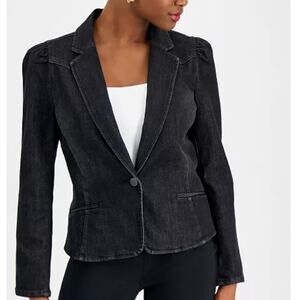 I.N.C. Puff-Sleeve Denim Blazer